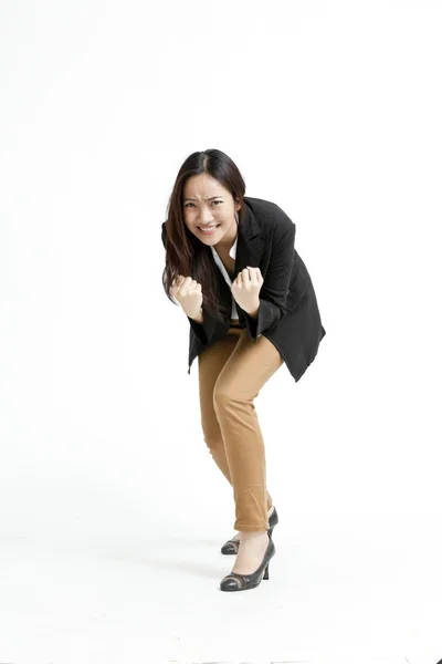 Successful young business woman happy for her success. — Stock Photo, Image