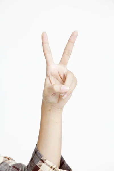 Žena Ukázat rukou znamení — Stock fotografie