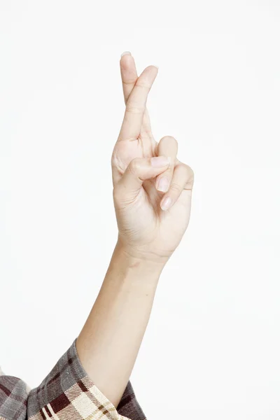 Woman show hand sign — Stock Photo, Image