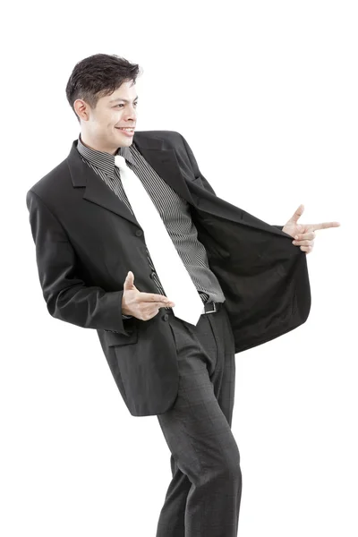 Young happy smiling cheerful business man, over white background — Stock Photo, Image