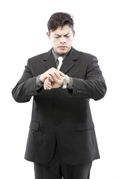 Businessman looking at the time and thinking — Stock Photo, Image