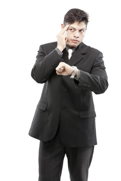 Businessman looking at the time and thinking — Stock Photo, Image