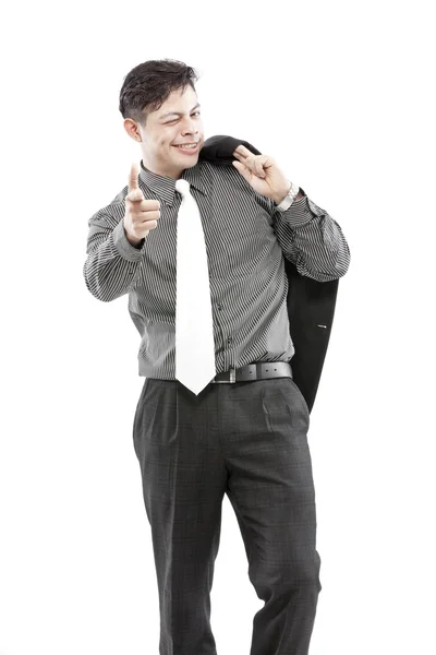 Photo of a handsome young businessman pointing to something — Stock Photo, Image