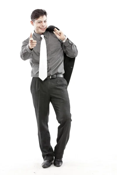 Photo of a handsome young businessman pointing to something — Stock Photo, Image