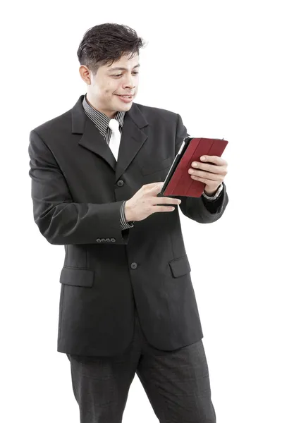 Retrato de un hombre de negocios con tableta digital — Foto de Stock
