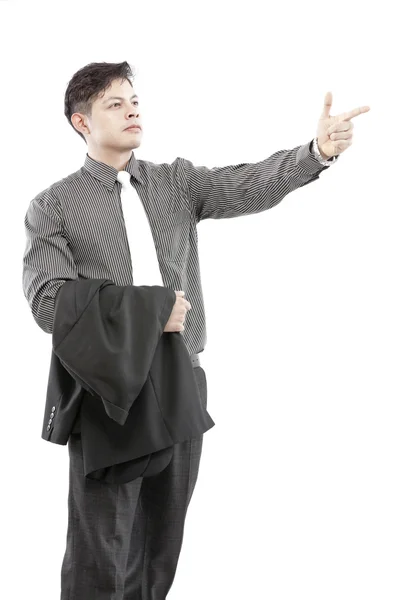 Foto de un joven hombre de negocios guapo señalando algo — Foto de Stock