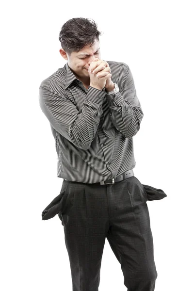 Deuda de hombre de negocios joven aislado — Foto de Stock