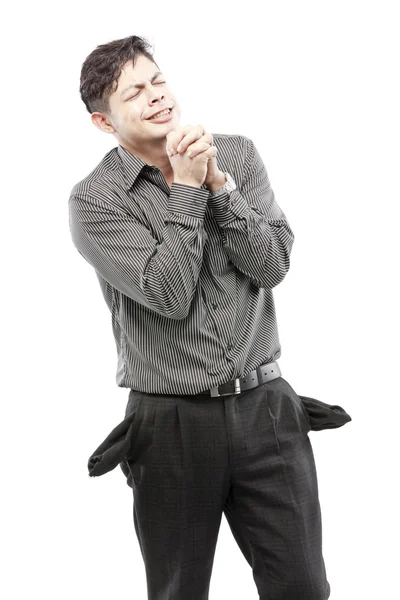 Isolated young business man debt — Stock Photo, Image