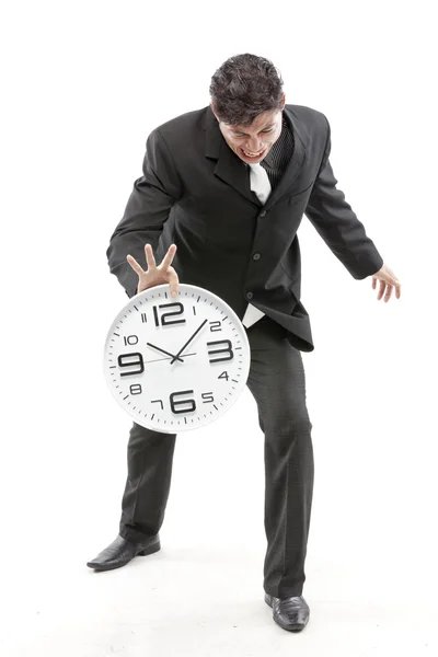 Retrato de un hombre de negocios poniendo el reloj — Foto de Stock