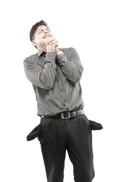 Isolated young business man debt Stock Picture