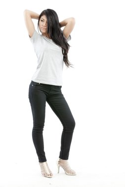 boş gri t-shirt ile seksi Asyalı kız