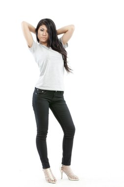 boş gri t-shirt ile seksi Asyalı kız