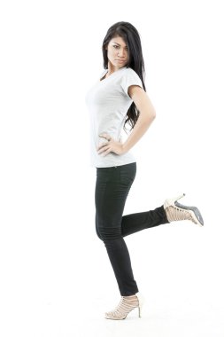 boş gri t-shirt ile seksi Asyalı kız