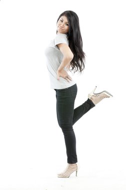 boş gri t-shirt ile seksi Asyalı kız
