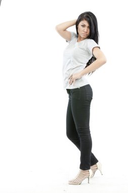 boş gri t-shirt ile seksi Asyalı kız