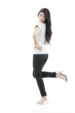 boş gri t-shirt ile seksi Asyalı kız