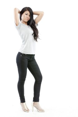 boş gri t-shirt ile seksi Asyalı kız