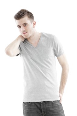 yakışıklı bir adam izole beyaz zemin üzerine gelişigüzel