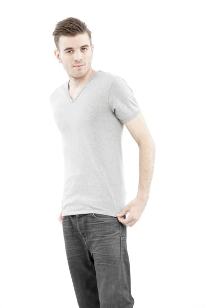 Handsome man casually on isolated white background Stock Photo