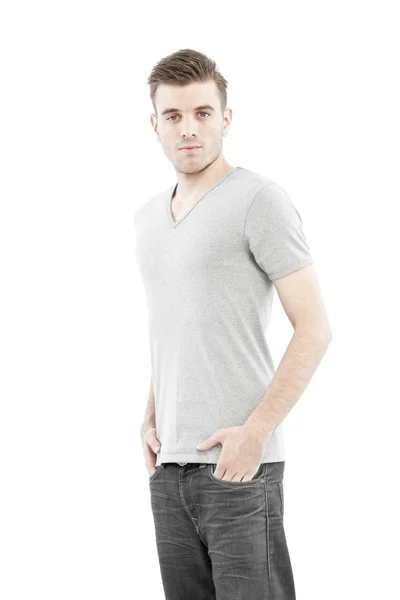Handsome man casually on isolated white background Stock Picture