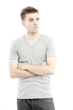 yakışıklı bir adam izole beyaz zemin üzerine gelişigüzel