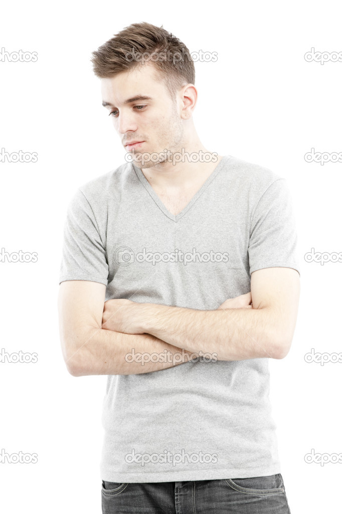 Handsome man casually on isolated white background