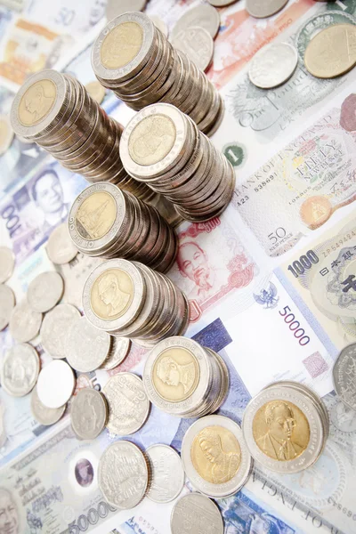 stock image Stack of coins on white background