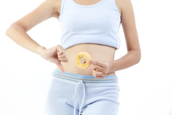 Dieta kobieta pączek — Zdjęcie stockowe