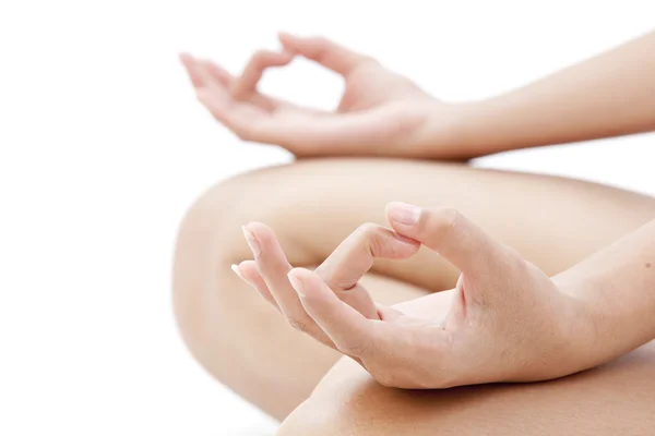 Portrait of pretty young woman doing yoga exercise Stock Image