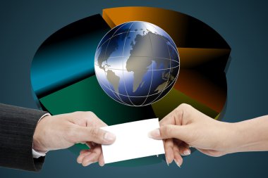 iş el ile grafik artan bir küre tutarak