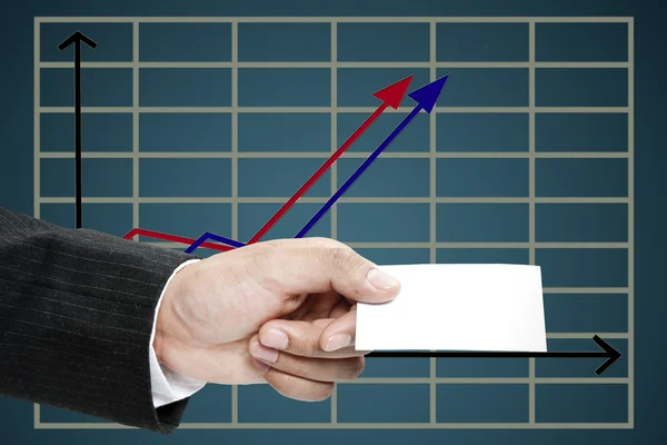 Kéz- és üzleti grafikon — Stock Fotó