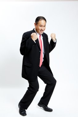 portre enerjik olgun işadamı zevk başarı beyaz karşı-izole