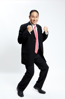 portre enerjik olgun işadamı zevk başarı beyaz karşı-izole