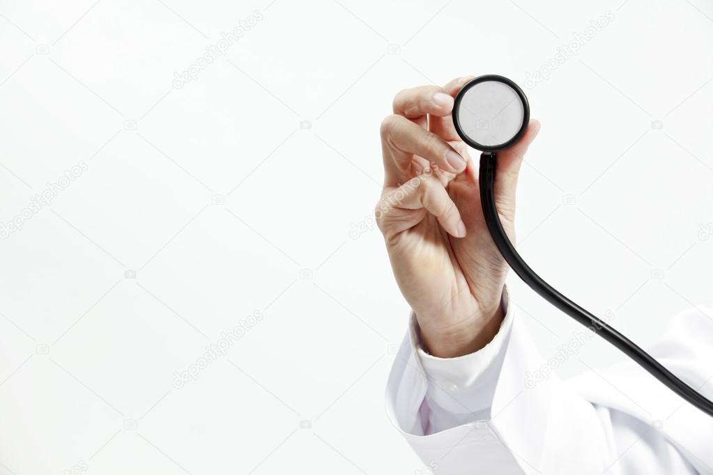 Doctor with stethoscope.Selecti ve focus on the stethoscope.