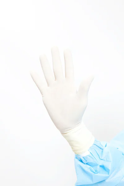 White Glove and Gesturing five on white background — Stock Photo, Image