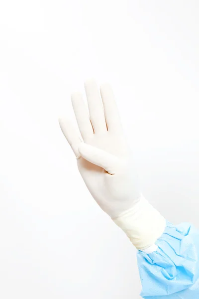 White Glove and Gesturing four on white background — Stock Photo, Image