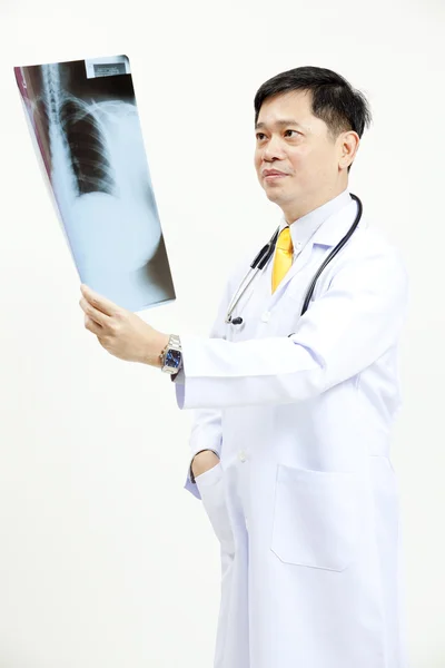 Senior doctor checking xray results — Stock Photo, Image