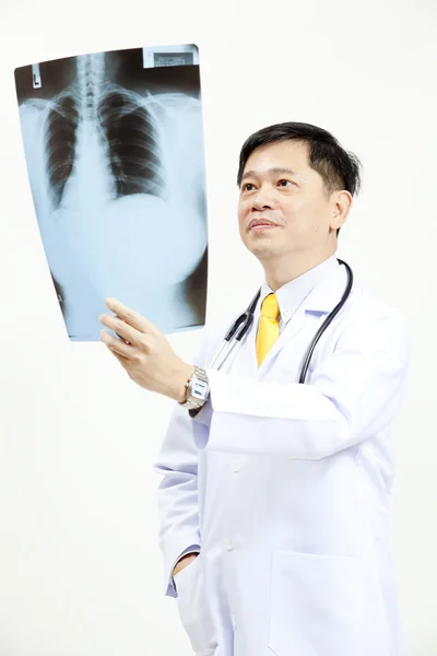 Senior doctor checking xray results — Stock Photo, Image