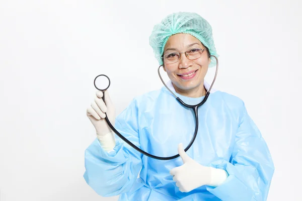 Portrait of happy successful mature female doctor — Stock Photo, Image