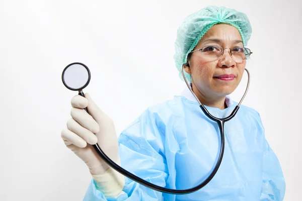 Portrait of happy successful mature female doctor — Stock Photo, Image