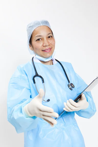 Female doctor handshaking — Stock Photo, Image