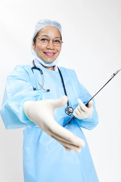 Metoda handshaking ženský lékař — Stock fotografie