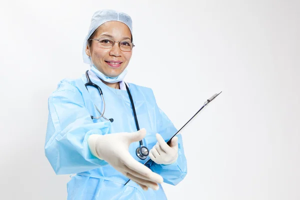 Female doctor handshaking — Stock Photo, Image