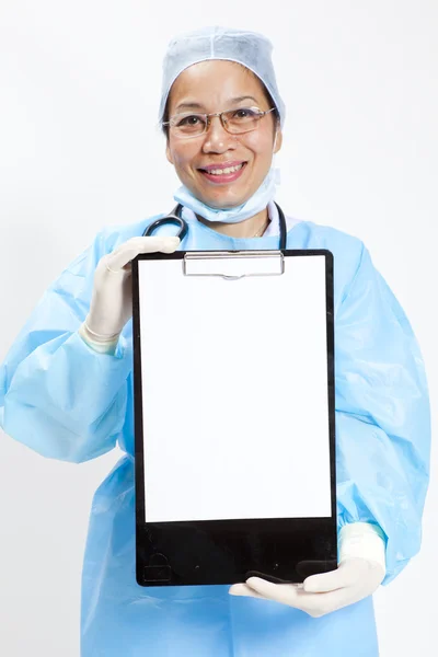 Doctor whit notepad a over white background — Stock Photo, Image