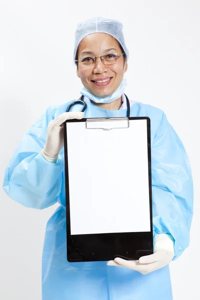 Doctor whit notepad a over white background — Stock Photo, Image