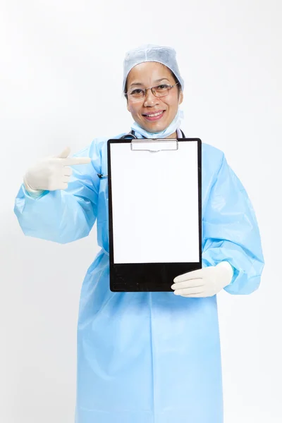 Doctor whit notepad a over white background — Stock Photo, Image