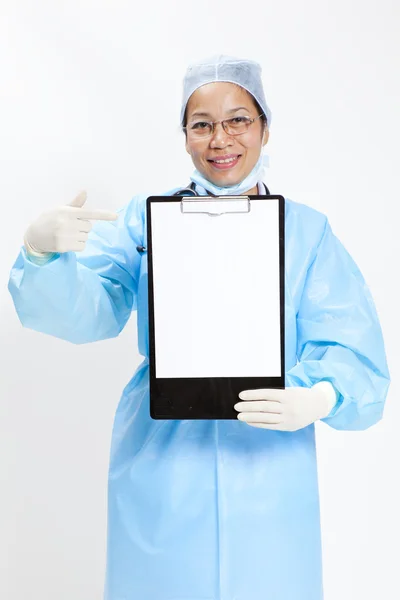 Doctor whit notepad a over white background — Stock Photo, Image