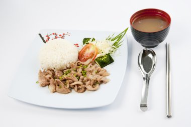 Japon Kahvaltı, ızgara domuz ve miso çorbası