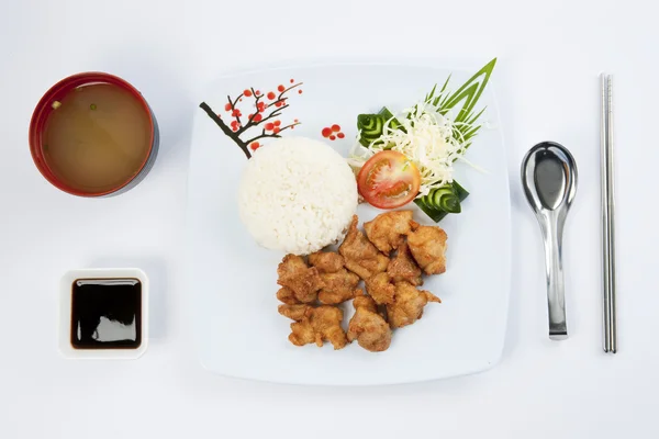 Desayuno japonés, salmón a la parrilla y sopa de miso —  Fotos de Stock