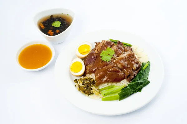 Pork stew with egg and rice,thai food. — Stock Photo, Image